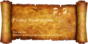 Pisky Hieronima névjegykártya